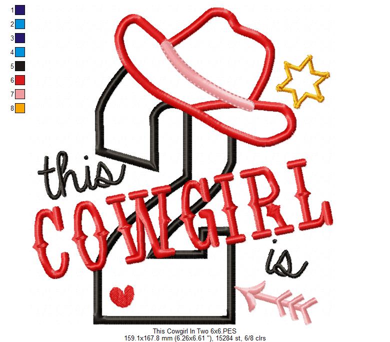 This Cowgirl is 2 Two Second Birthday Number 2 - Applique