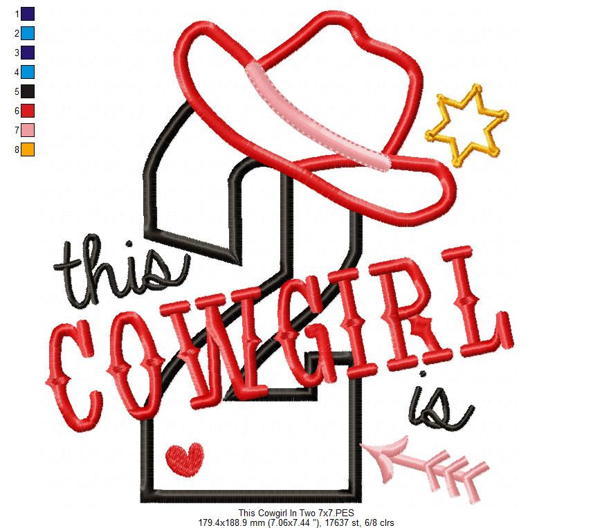 This Cowgirl is 2 Two Second Birthday Number 2 - Applique
