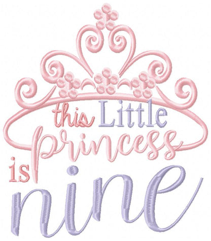 This Little Princess is 1-11 Birthday Set Numbers - Fill Stitch