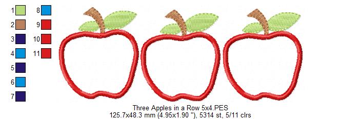 Three Apples in a Row - Applique