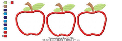 Three Apples in a Row - Applique