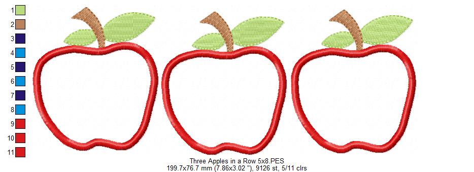 Three Apples in a Row - Applique