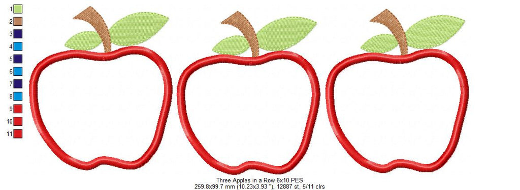 Three Apples in a Row - Applique