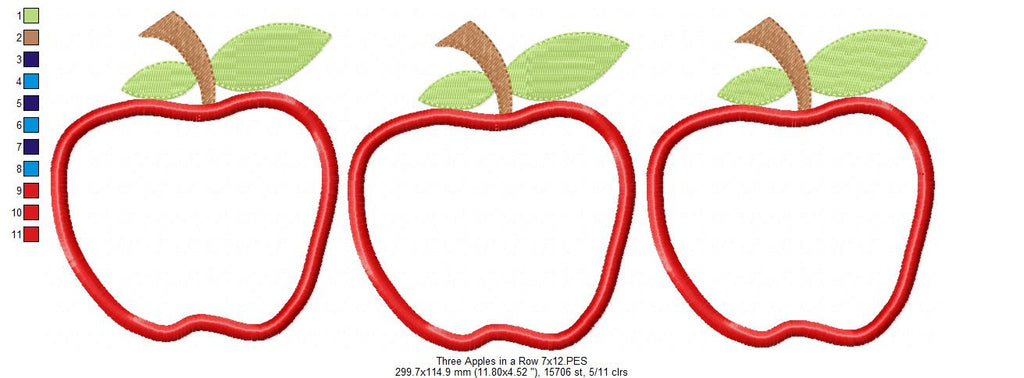 Three Apples in a Row - Applique