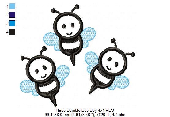 Three Bumble Bee Boy - Applique