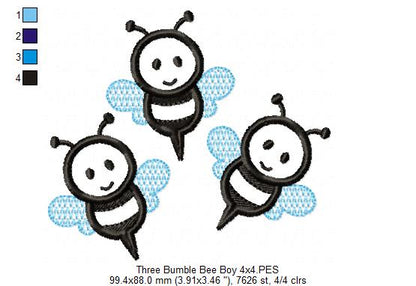 Three Bumble Bee Boy - Applique