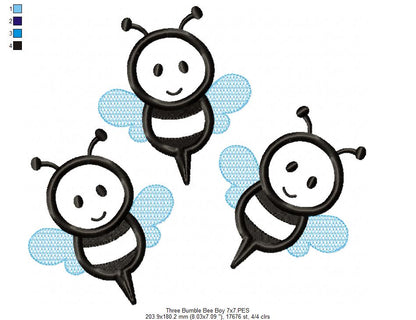 Three Bumble Bee Boy - Applique