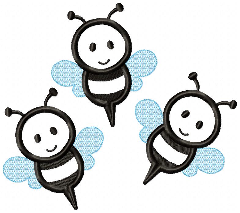 Three Bumble Bee Boy - Applique