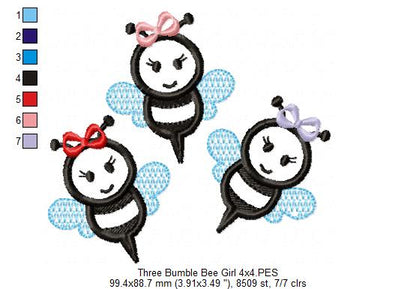 Three Bumble Bee Girl - Applique