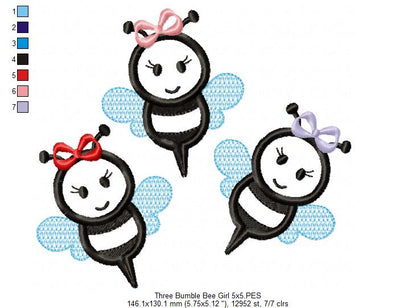 Three Bumble Bee Girl - Applique