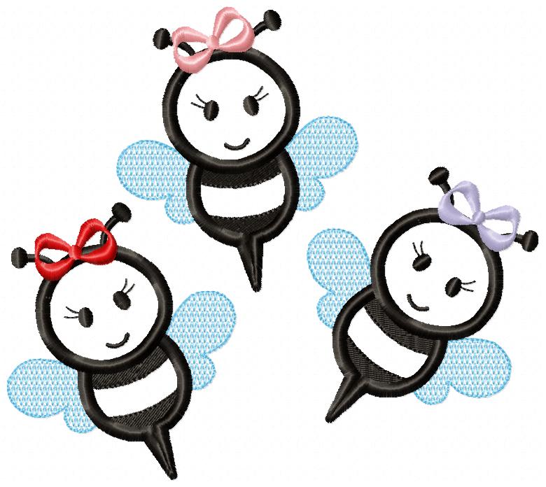 Three Bumble Bee Girl - Applique