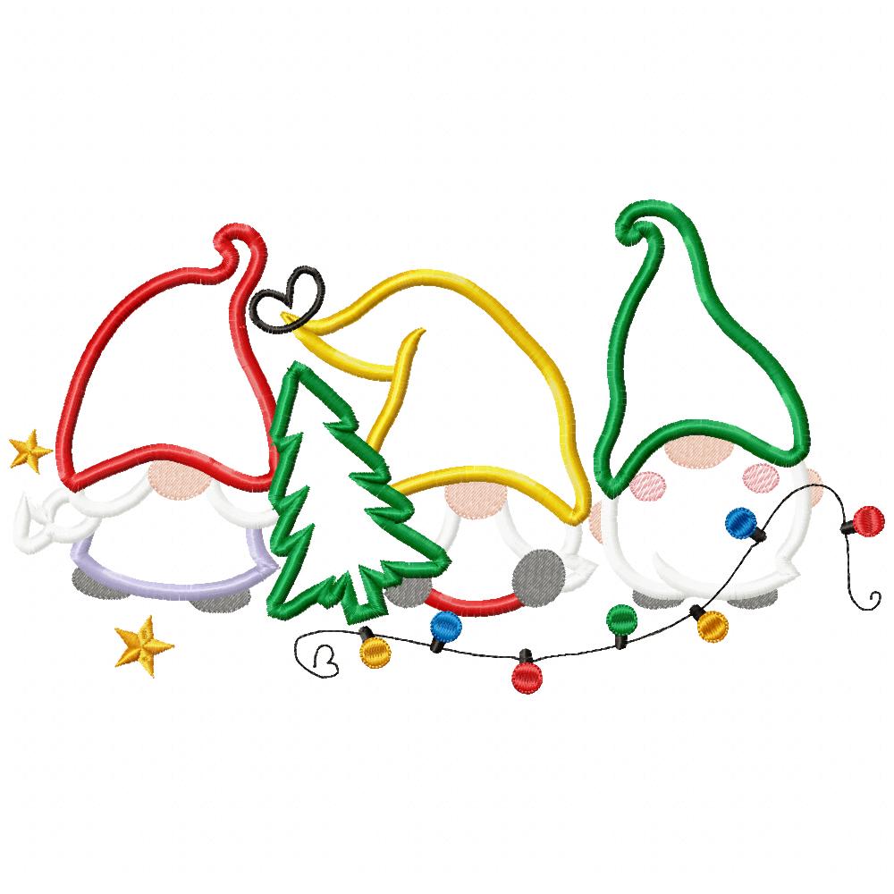Three Christmas Gnome - Applique