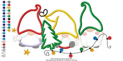 Three Christmas Gnome - Applique