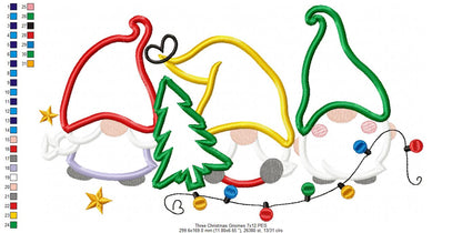 Three Christmas Gnome - Applique