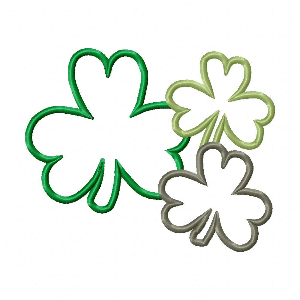 Three Shamrock Clovers - Applique