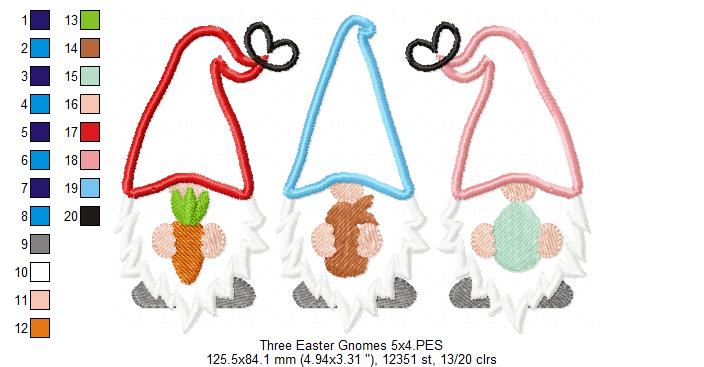 Three Easter Gnomes - Applique