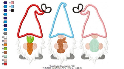 Three Easter Gnomes - Applique