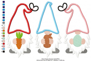 Three Easter Gnomes - Applique