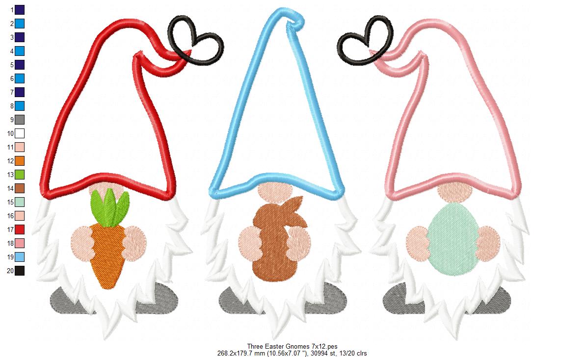 Three Easter Gnomes - Applique
