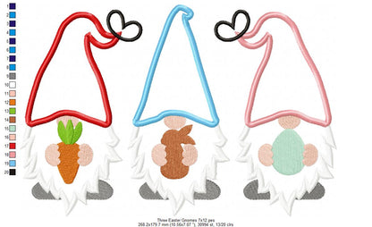 Three Easter Gnomes - Applique