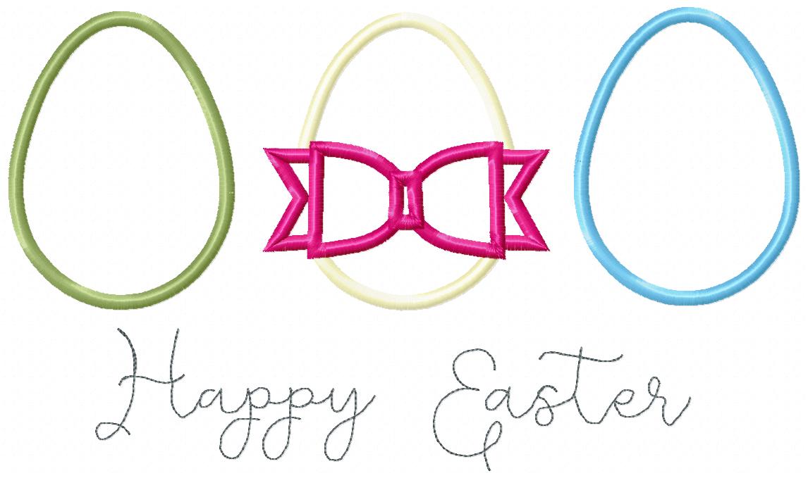Three Easter Eggs Happy Easter - Appliqué – Machine Embroidery Design