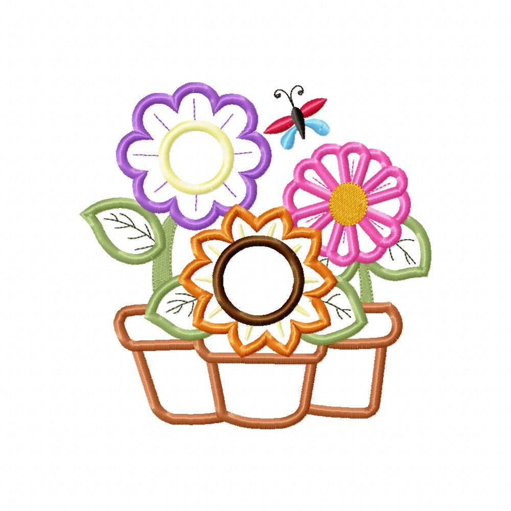 Three Flowers in the Vase - Applique