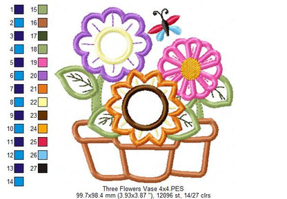 Three Flowers in the Vase - Applique