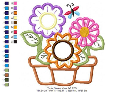 Three Flowers in the Vase - Applique