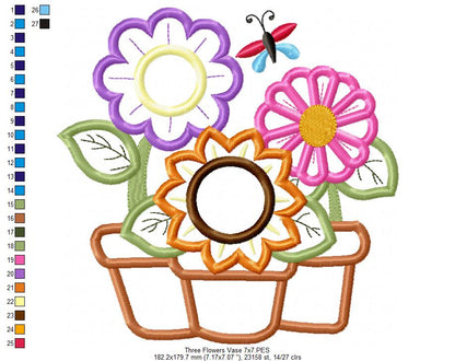 Three Flowers in the Vase - Applique