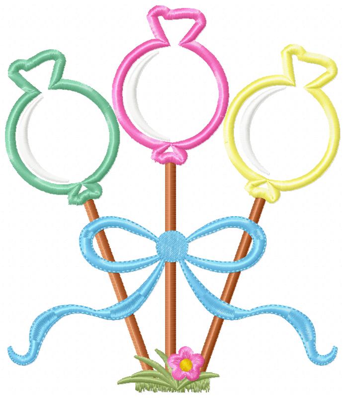 Three Lollipops with Bow - Applique