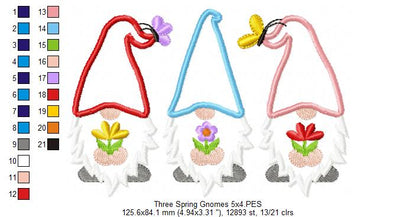 Three Spring Gnomes - Applique