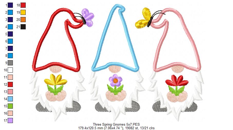 Three Spring Gnomes - Applique