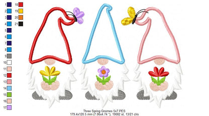 Three Spring Gnomes - Applique
