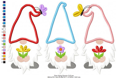 Three Spring Gnomes - Applique