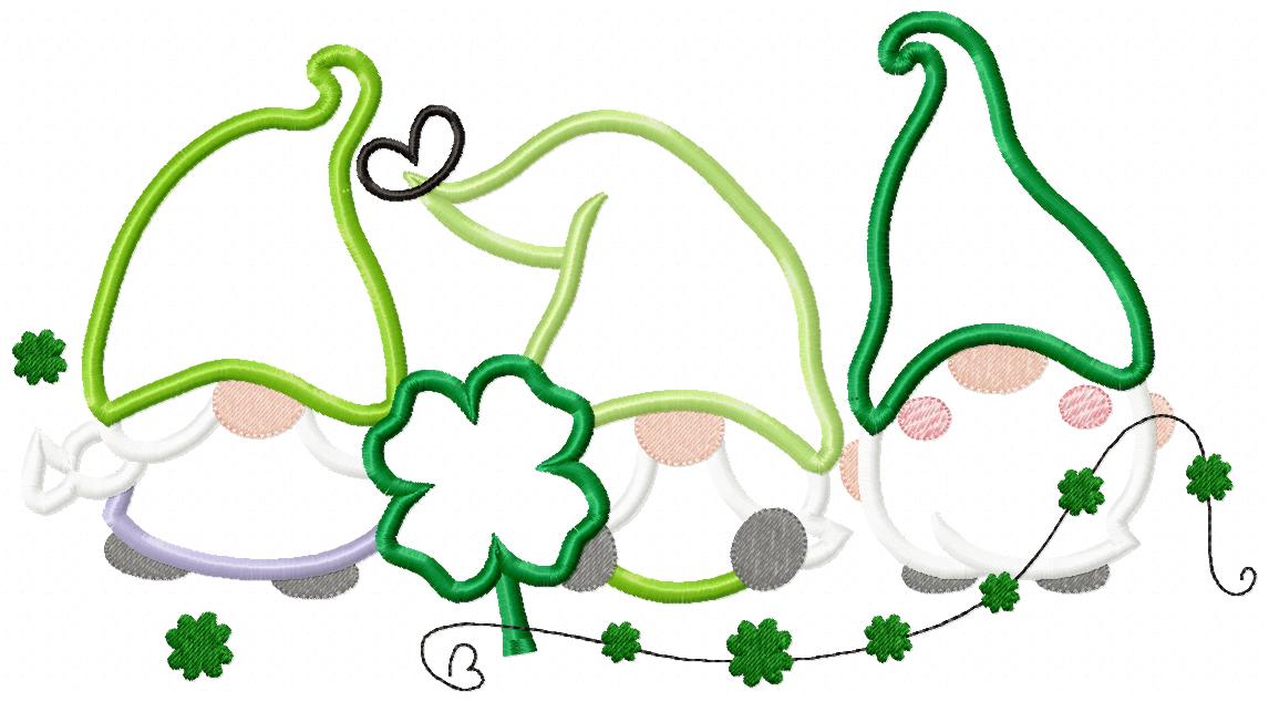 Three St. Patrick's Gnomes - Applique