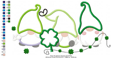 Three St. Patrick's Gnomes - Applique