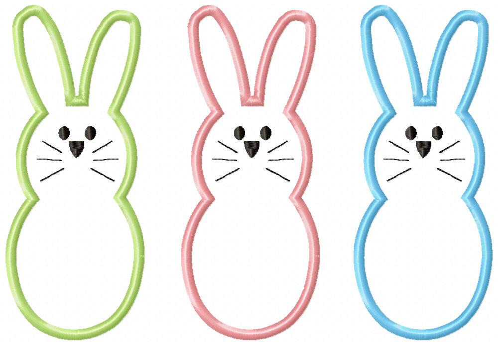 Three Bunnies - Applique - Machine Embroidery Design