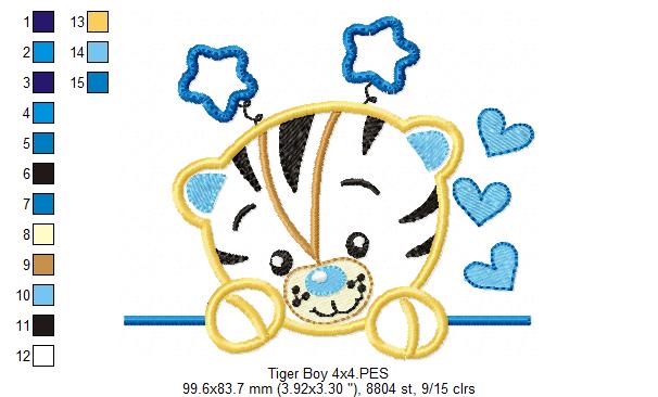 Cute Tiger Boy - Applique Embroidery