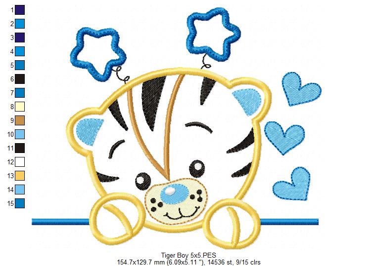 Cute Tiger Boy - Applique Embroidery