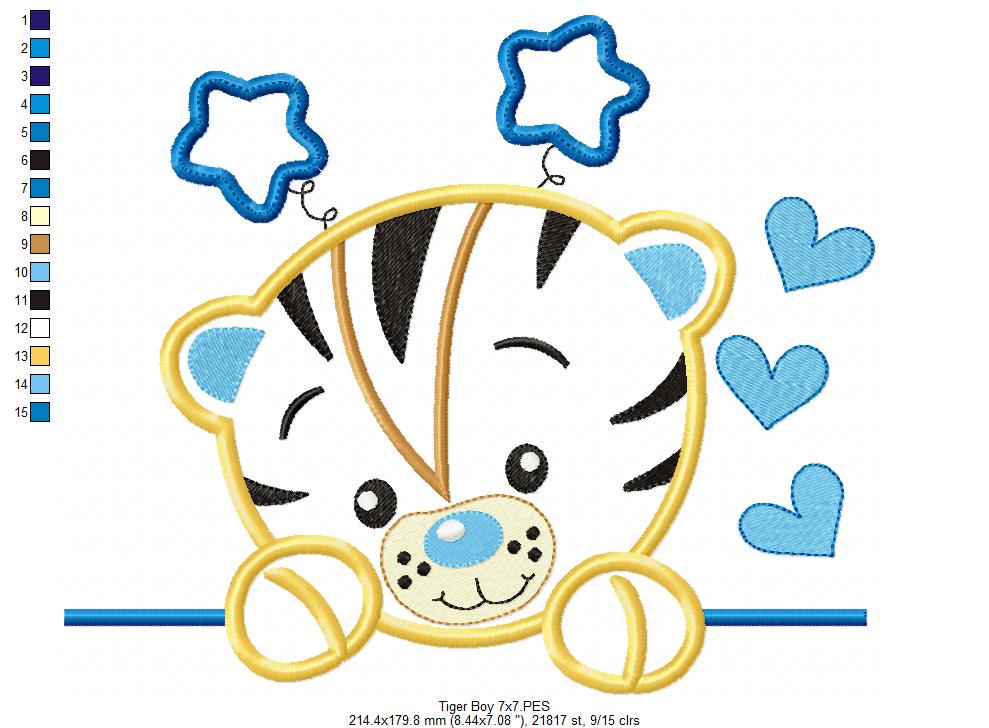 Cute Tiger Boy - Applique Embroidery