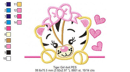 Tiger Girl - Applique - Machine Embroidery Design