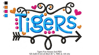 Tigers - Satin Stitch - Machine Embroidery Design
