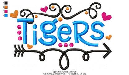 Tigers - Satin Stitch - Machine Embroidery Design