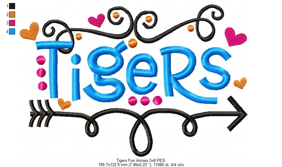 Tigers - Satin Stitch - Machine Embroidery Design