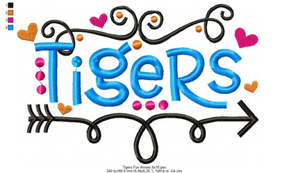 Tigers - Satin Stitch - Machine Embroidery Design