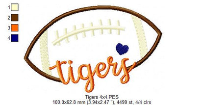 Football Tigers Ball - Fill Stitch