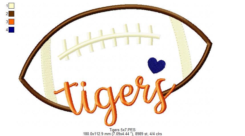 Football Tigers Ball - Fill Stitch