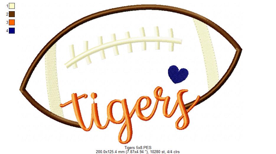 Football Tigers Ball - Fill Stitch