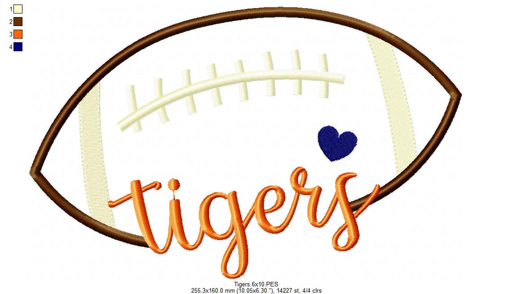 Football Tigers Ball - Fill Stitch