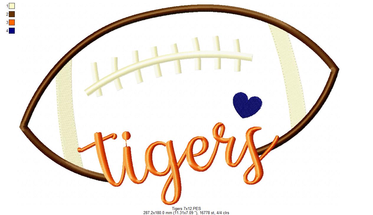 Football Tigers Ball - Fill Stitch